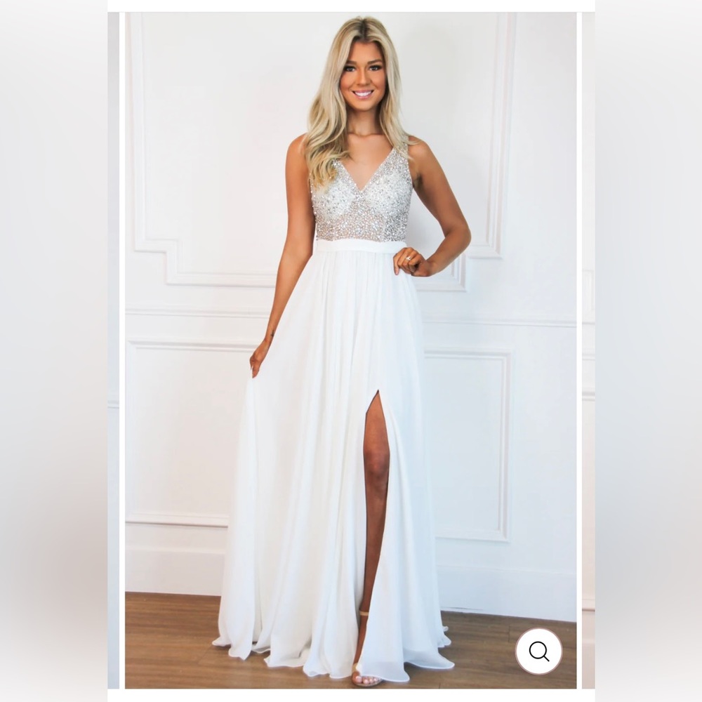 SOLD ELEGANT AFFAIR BEADED MAXI DRESS: WHITE
